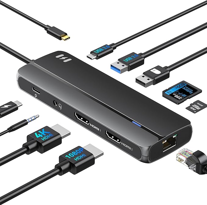 Docking Station Dual HDMI Splitter Extended Display
